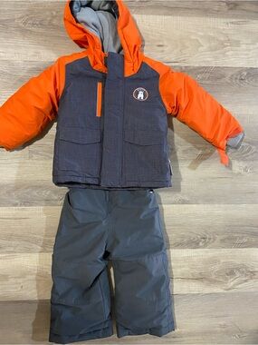 Gustin Orange and Gray Kids Winter Jacket & Snow Pants Set